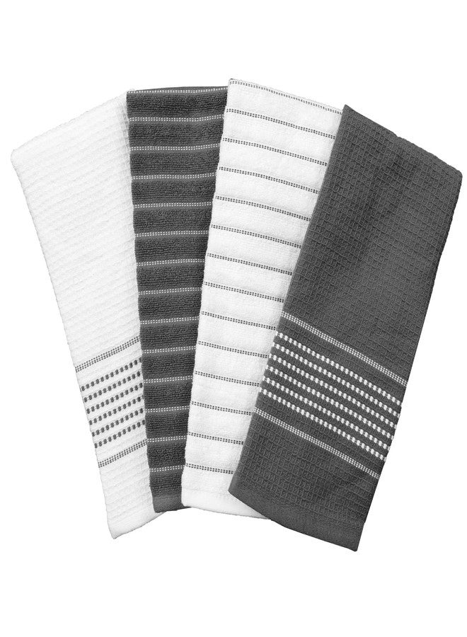 All-Clad Premium Skipping Stripe & Wave Towels: Highly Absorbent, Super Soft Long Lasting 100% Cotton, 17"x28" Kitchen Towels for Cleaning & Drying Dishes, Pans, Glassware, 4-Pack, Pewter - Image 2
