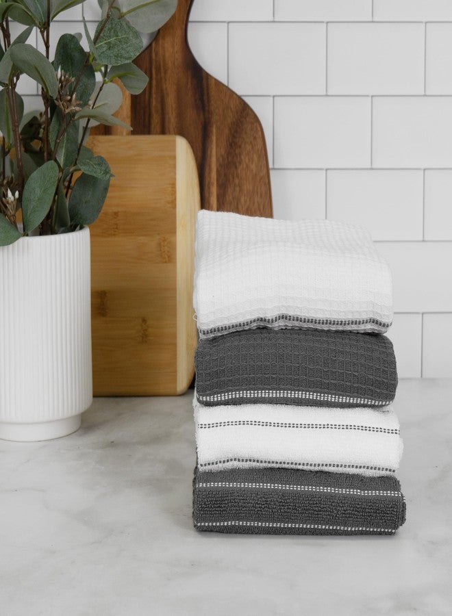 All-Clad Premium Skipping Stripe & Wave Towels: Highly Absorbent, Super Soft Long Lasting 100% Cotton, 17"x28" Kitchen Towels for Cleaning & Drying Dishes, Pans, Glassware, 4-Pack, Pewter - Image 5