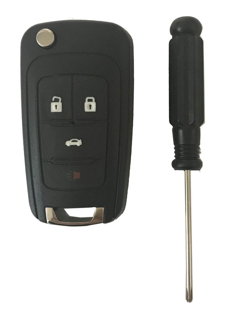 4 Buttons Car Key Fob Cover Case Shell fit for Chevrolet Chevy Cruze Camaro Impala Aveo Epica Lova Flip Folding Replacement Key Housing