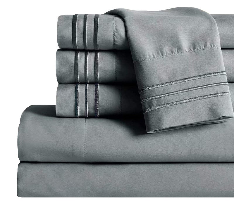 Mocassi King Sheet Set  Luxury Hotel 1800 Premier Bedding Sheets  Pillowcases  Ultra Soft Breathable  Cooling Bed Sheets  Deep Pocket  Wrinkle Resistant  6 Piece Set  King Gray