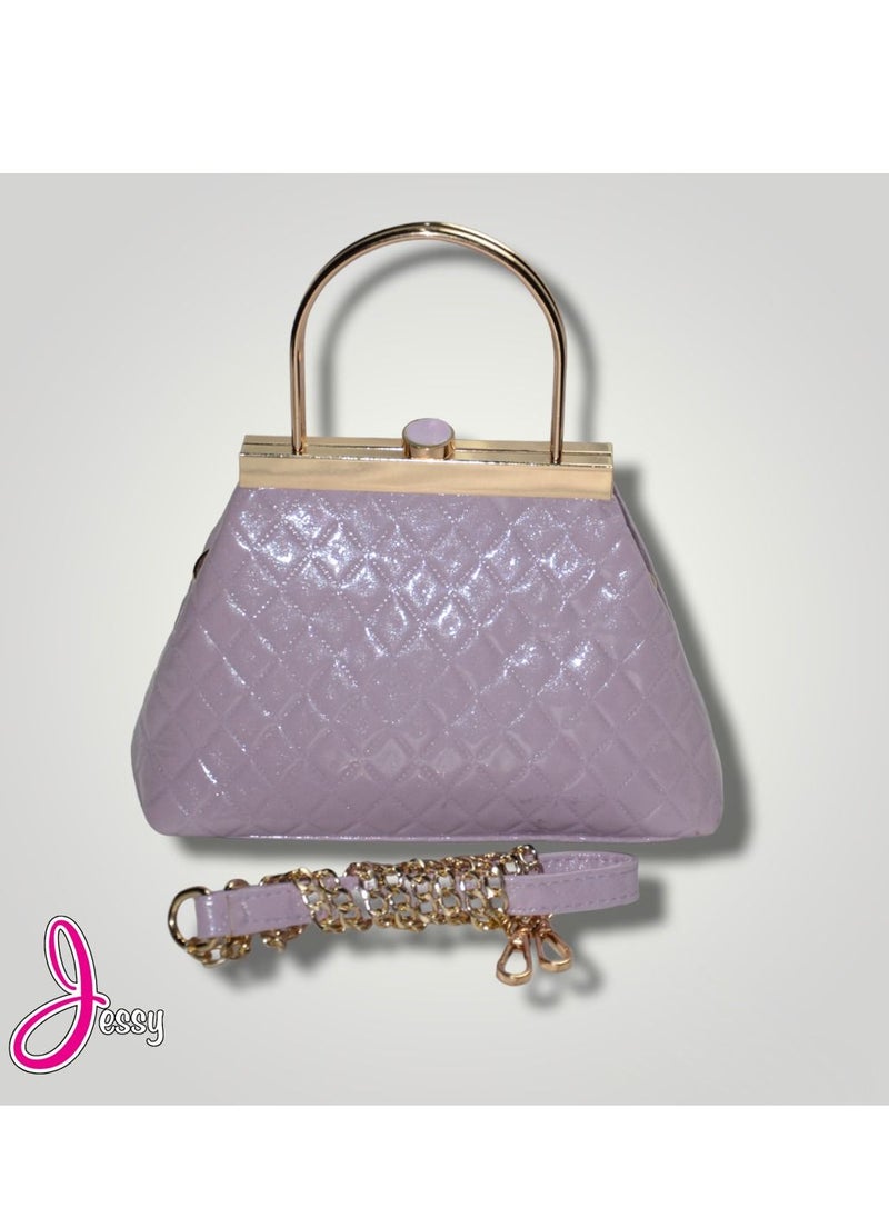 jesse - Bag Leather  with a golden chain and a circular handle with a golden frame very chic, by Jessy GR-539 - Image 1