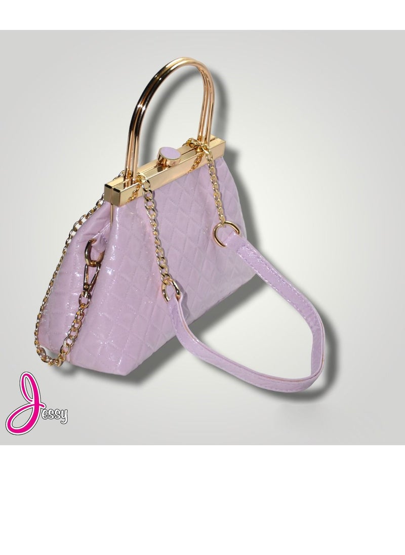 jesse - Bag Leather  with a golden chain and a circular handle with a golden frame very chic, by Jessy GR-539 - Image 1