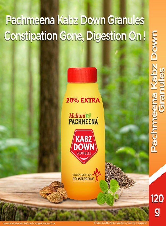Multani حبيبات مولتاني باتشمينا كابز داون | دواء أيورفيدي لعلاج الإمساك | لعلاج مشاكل الجهاز الهضمي، وآلام المعدة، وانتفاخ البطن | الحموضة، والغازات، والانتفاخ | يعزز حركة الأمعاء الصحية | 120 غرام - Image 2