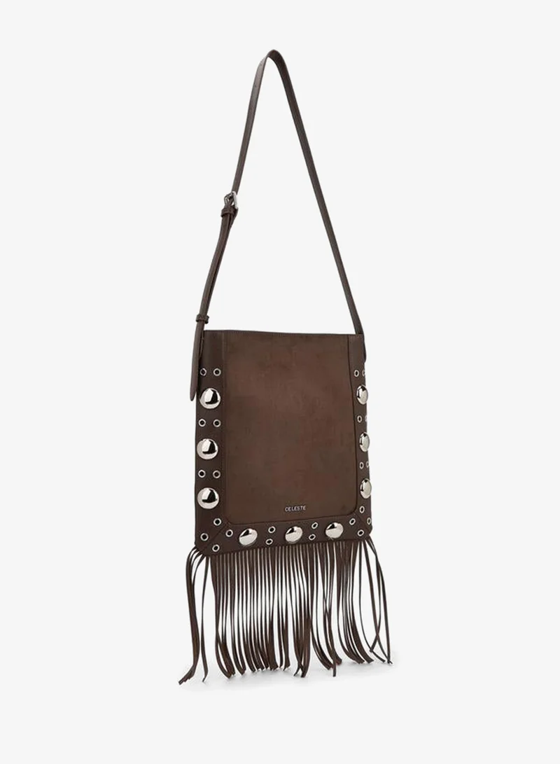 Celeste Studded Shoulder Bag with Fringe Hem