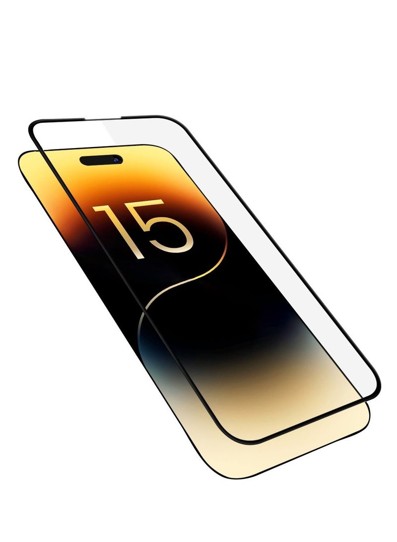 Brave iPhone 15 Pro Screen Protector, [Easy Install] 3D Curved Anti-Bubble Shockproof Anti-Scratch 9H Ultra HD Tempered Glass Case Friendly Screen Protector for Apple iPhone 15 Pro, 6.1" - Image 1