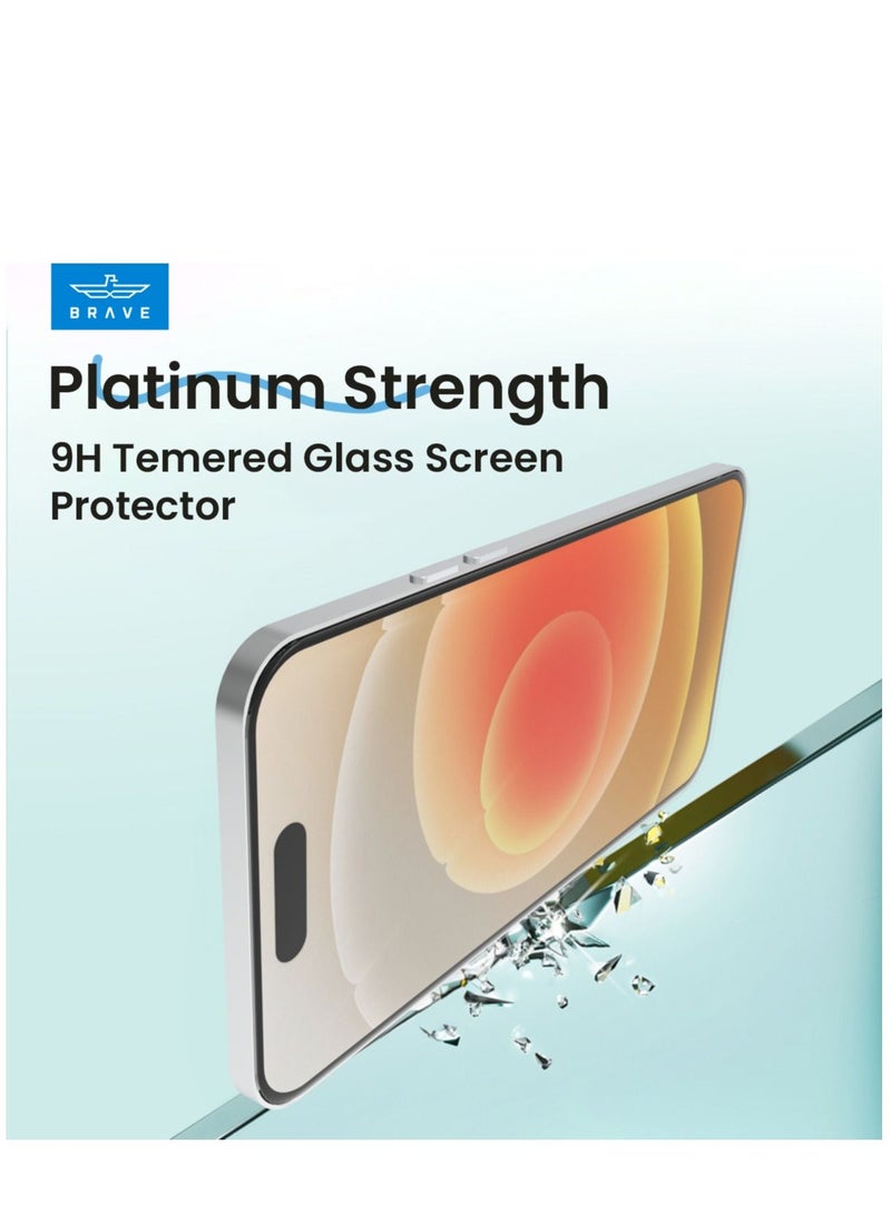 Brave iPhone 15 Pro Screen Protector, [Easy Install] 3D Curved Anti-Bubble Shockproof Anti-Scratch 9H Ultra HD Tempered Glass Case Friendly Screen Protector for Apple iPhone 15 Pro, 6.1" - Image 3