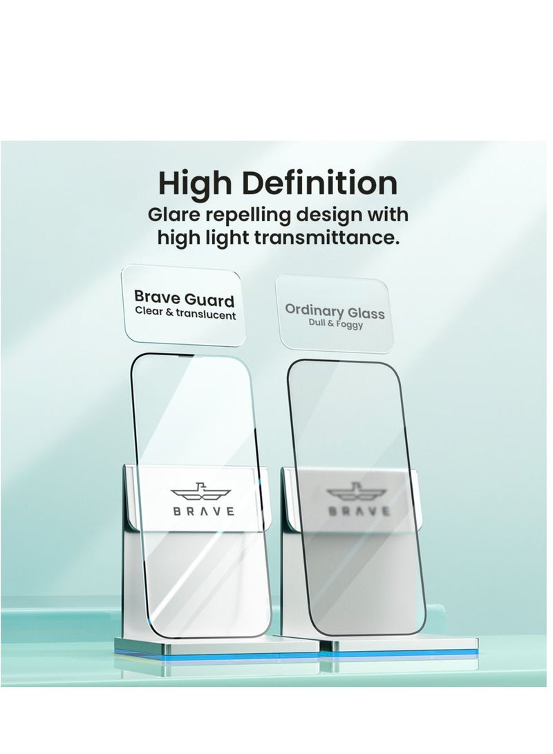 Brave iPhone 15 Pro Screen Protector, [Easy Install] 3D Curved Anti-Bubble Shockproof Anti-Scratch 9H Ultra HD Tempered Glass Case Friendly Screen Protector for Apple iPhone 15 Pro, 6.1" - Image 4