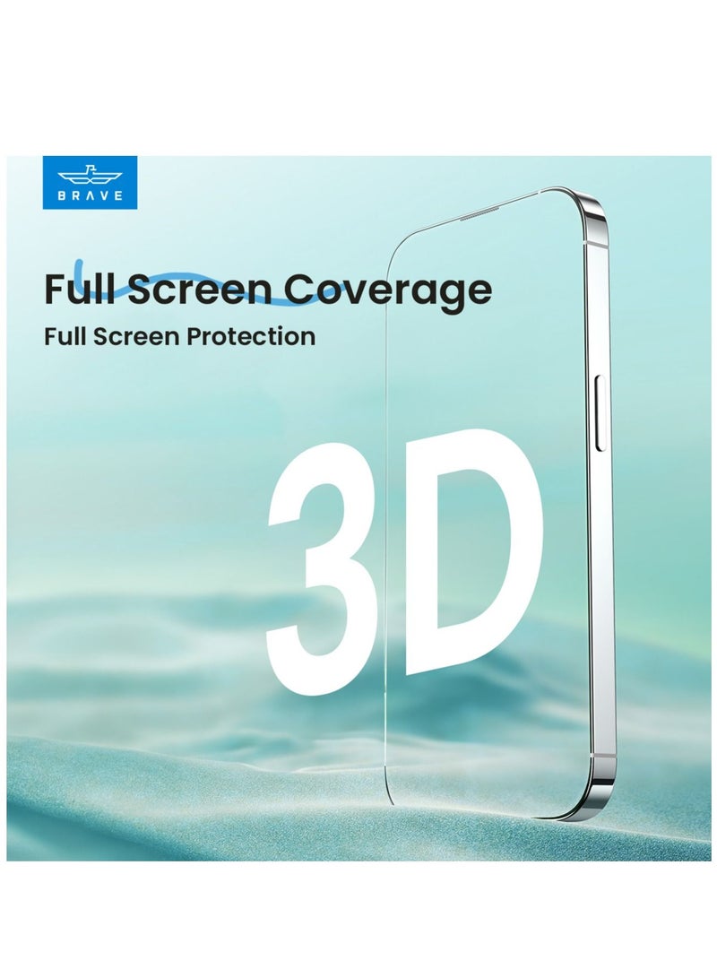 Brave iPhone 15 Pro Screen Protector, [Easy Install] 3D Curved Anti-Bubble Shockproof Anti-Scratch 9H Ultra HD Tempered Glass Case Friendly Screen Protector for Apple iPhone 15 Pro, 6.1" - Image 5