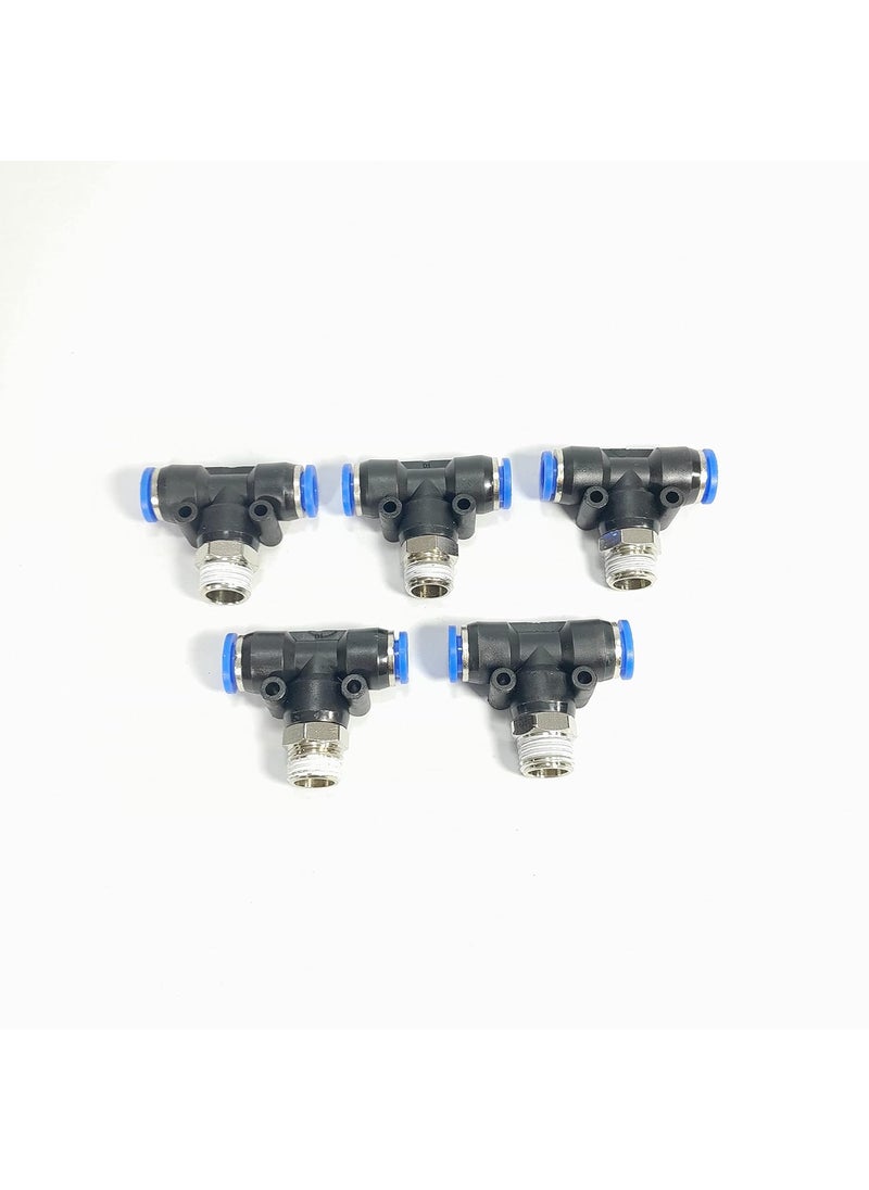 Generic 5pcs Pneumatic PU Male Tee Connector 14 x 4mm 6mm 8mm 10mm 12mm 