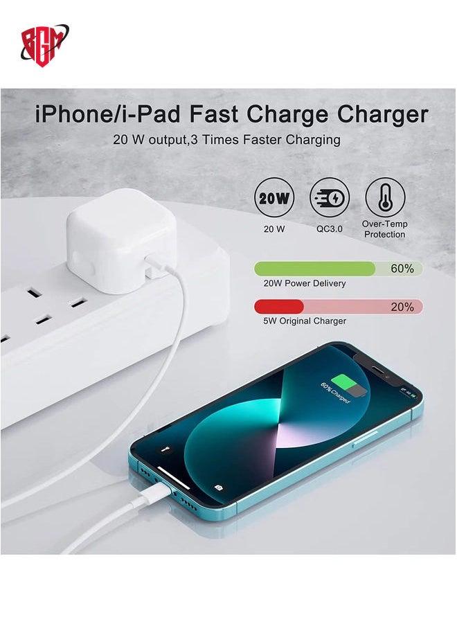 BGM - iPhone 20W USB C Fast Charger, iPhone Fast Charger Plug fast Charger Power and 1M iPhone USB C Charger Cable Compatible with i-Phone 13 12 11 Pro Max Mini X XR Xs/i-Pad, iPhone USB C Fast Charger - Image 1