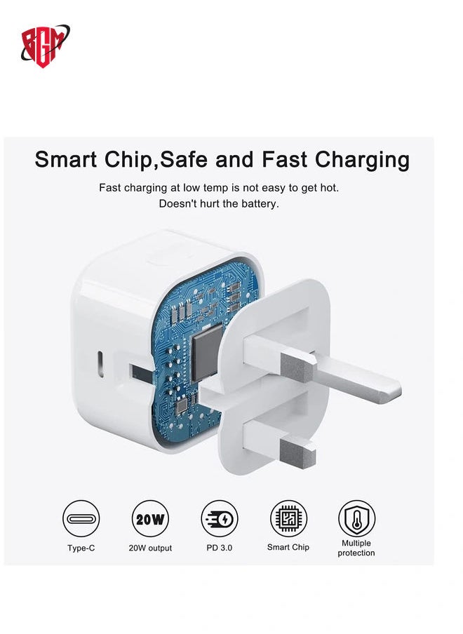 BGM - iPhone 20W USB C Fast Charger, iPhone Fast Charger Plug fast Charger Power and 1M iPhone USB C Charger Cable Compatible with i-Phone 13 12 11 Pro Max Mini X XR Xs/i-Pad, iPhone USB C Fast Charger - Image 1