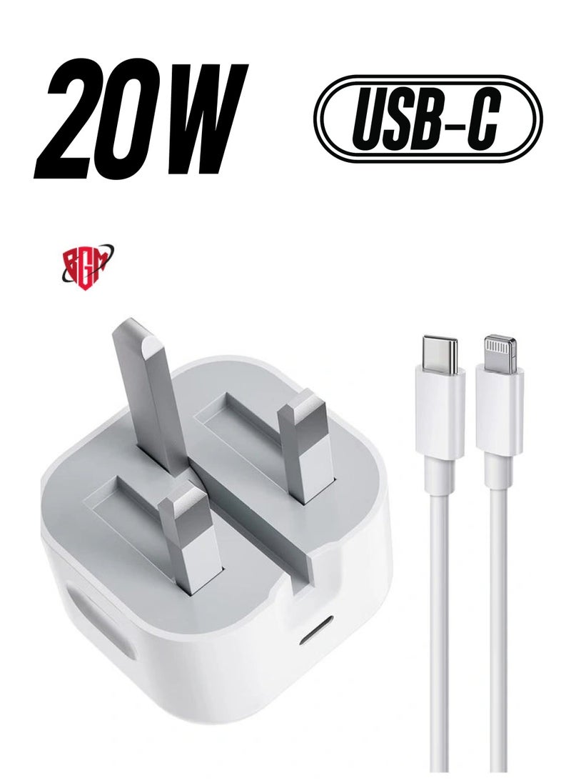 BGM - iPhone 20W USB C Fast Charger, iPhone Fast Charger Plug fast Charger Power and 1M iPhone USB C Charger Cable Compatible with i-Phone 13 12 11 Pro Max Mini X XR Xs/i-Pad, iPhone USB C Fast Charger - Image 1