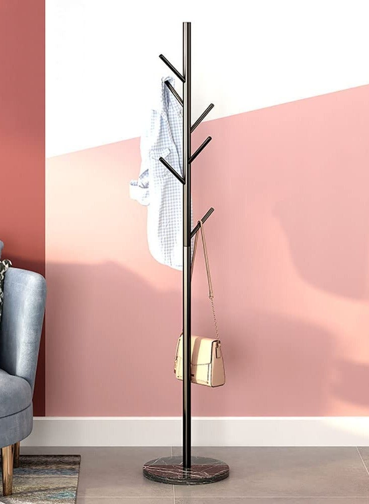 Loquat Metal Coat Rack Stand,Floor Free Standing Bedroom Coat Rack Stand with Stable Marble Base Easy Assembly(Black) - Image 1