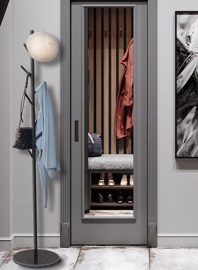 Loquat Metal Coat Rack Stand,Floor Free Standing Bedroom Coat Rack Stand with Stable Marble Base Easy Assembly(Black) - Image 2