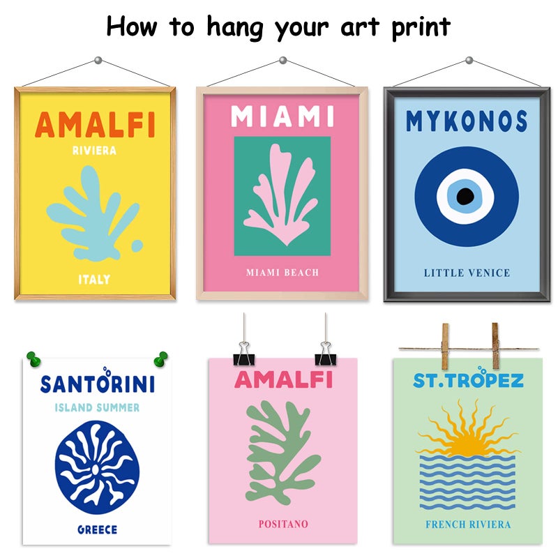 Whaline 9Pcs Preppy Travel Wall Art Prints Preppy Room Decor Abstract Aesthetic Preppy Room Decor Colorful Minimalist Unframed Art Poster Decor for Living Room Teen Girls Bedroom College Dorm Decor  8 x 10 Inch - Image 3