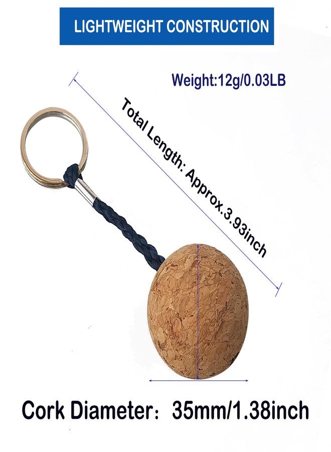 YUNNLEZT 35mm Floating Cork Ball Keyring Float Keychain for Kayaking Boating Fishing Kite Surfing Sailing Kayak, Pack of 2 - Image 2