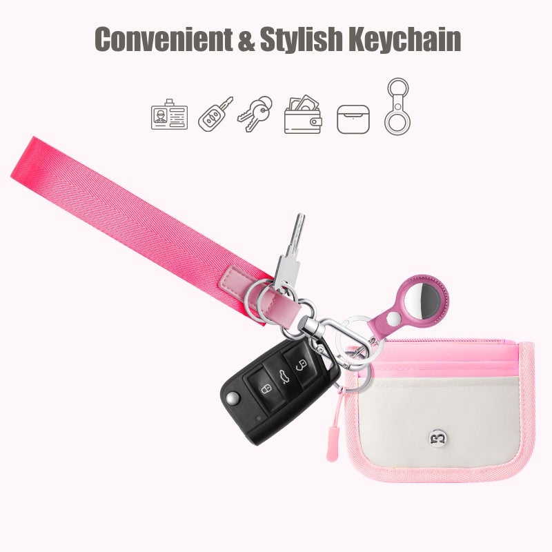 Babysun Wristlet Keychain for Women and Men Never Lost Wrist Lanyard Key Chain Holder with 2 Key Rings Wristlet Strap for Car Keys ID Badge Wallet Card Holder (Hotpink) - Image 2