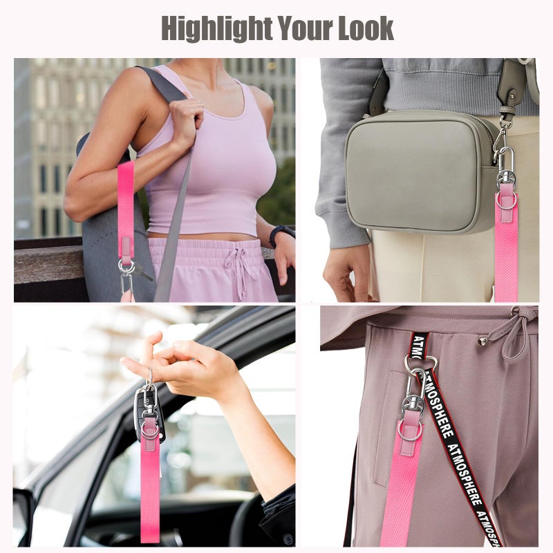 Babysun Wristlet Keychain for Women and Men Never Lost Wrist Lanyard Key Chain Holder with 2 Key Rings Wristlet Strap for Car Keys ID Badge Wallet Card Holder (Hotpink) - Image 3