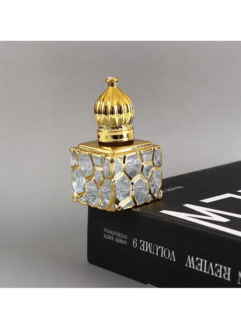 عام 2 زجاجة زجاجية كروية 10 مل زجاجة زيت عطرية صغيرة قابلة لإعادة التعبئة زجاجة زيت عطرية صغيرة فارغة للسفر وعاء عينة عطر للسفر بغطاء ذهبي - Image 3