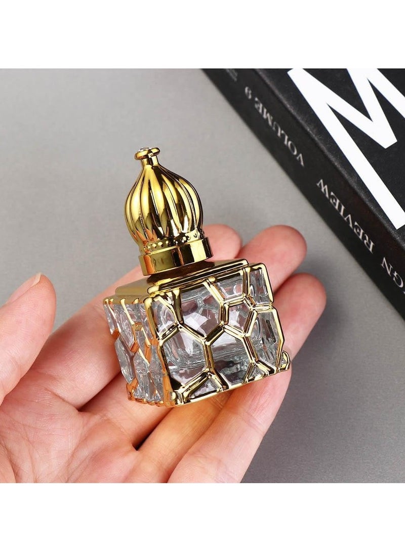 عام 2 زجاجة زجاجية كروية 10 مل زجاجة زيت عطرية صغيرة قابلة لإعادة التعبئة زجاجة زيت عطرية صغيرة فارغة للسفر وعاء عينة عطر للسفر بغطاء ذهبي - Image 4