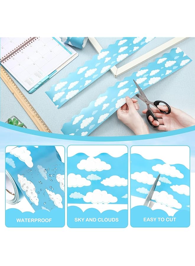 erorex Bulletin Board Border Blue Sky Clouds Classroom Borders For Bulletin Board Scalloped Bulletin Board Decor Blue Board Trim For Bulletin Board Classroom Decor 1Pcs - Image 3
