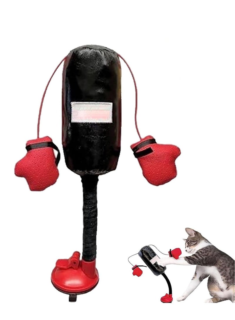 Generic Cat Punching Bag Toy Mini Boxing Punching Bag Cat Toy with Gloves Interactive Kitten Toys Punching Bag 1 Pcs - Image 1