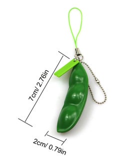 Generic Fidget Toys 6 Pack Edamame Keychain Squeeze-a-Bean Soybean Stress Relieving Keychain Keyring Phone Chain Pendants  - Image 2
