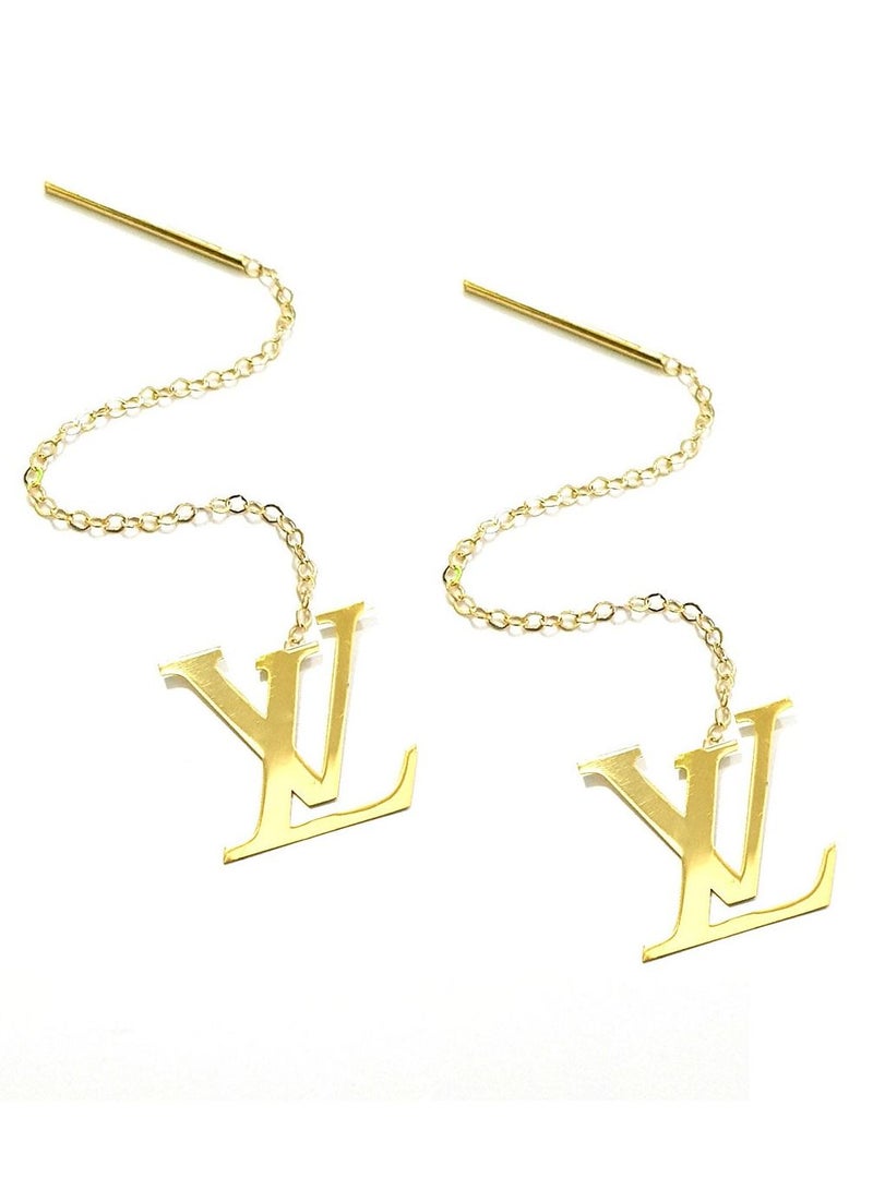 Hamsa.ae 18K Pure Gold Elegant Design Dangling Earrings