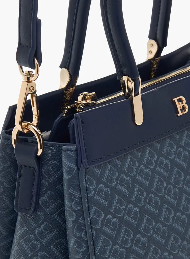 Flora Bella By Shoexpress Women Monogram Print Tote Bag with Handles and Detachable Strap
