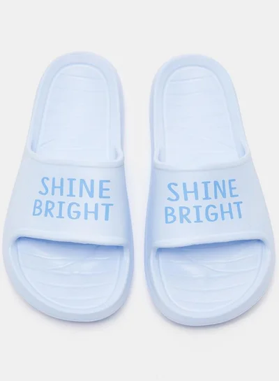 Dash Typographic Print Open Toe Slide Slippers