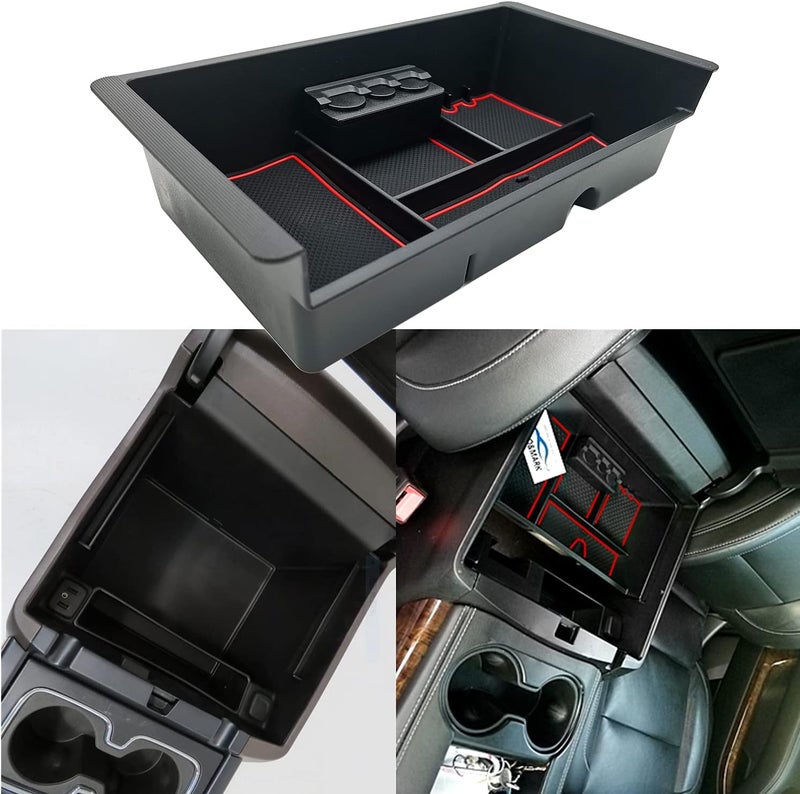 JOJOMARK Center Console Tray Organizer Compatible with 2014-2018 GMC Sierra Accessories, (2015-2020) Yukon/Chevy Tahoe Silverado Suburban, Armrest Storage Box Replaces 22817343 (Red) - Image 4