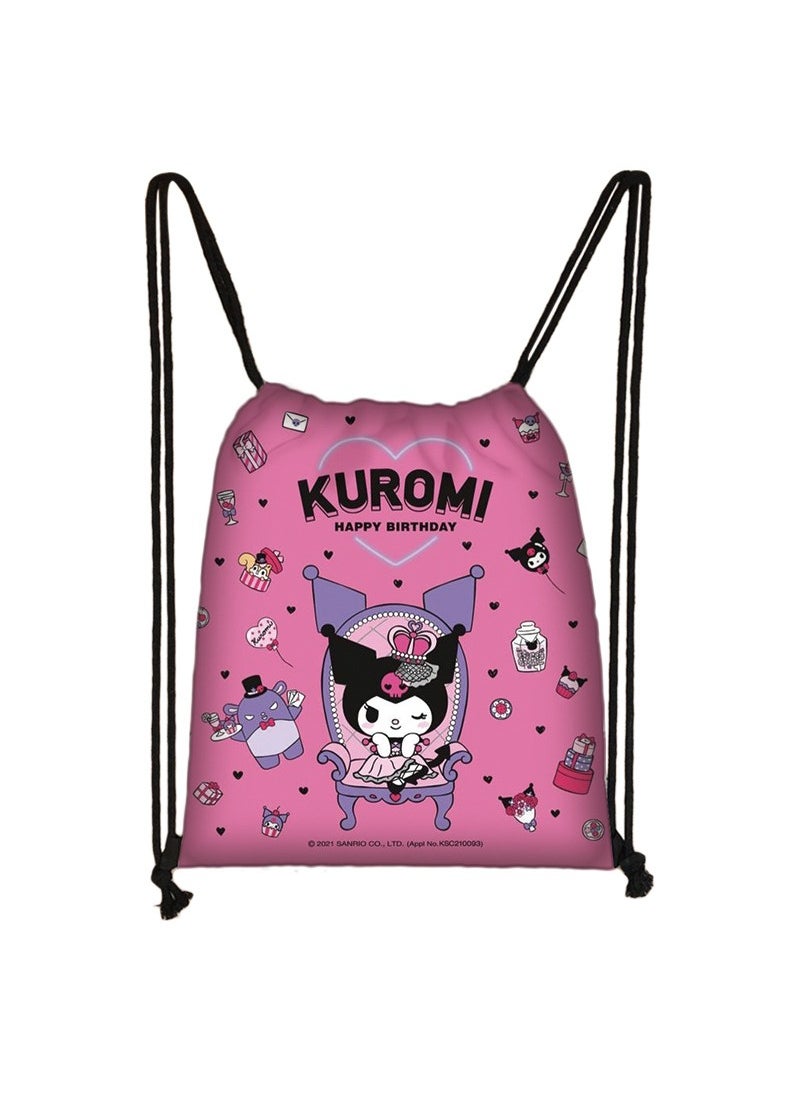 Sanrio - Sanrio Kuromi Adjustable Drawstring Training Sports Backpack Drawstring Pocket Storage Bag - Image 1