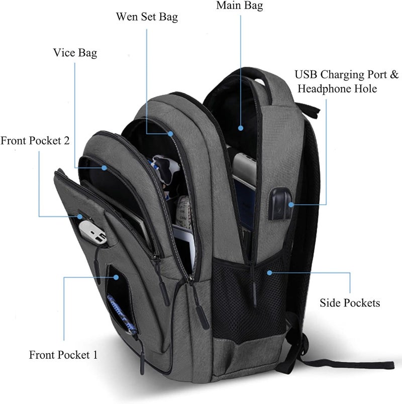 Vaupan Business Travel Laptop Backpack, Water Resistant College School Computer Bag Gifts with USB Charging Port for Men & Women Fits 15.6 Inch Notebook - Image 3