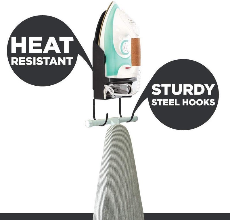 DOLPHY Wall Mounted Iron Board Holder with Steel Hooks Black - Image 5