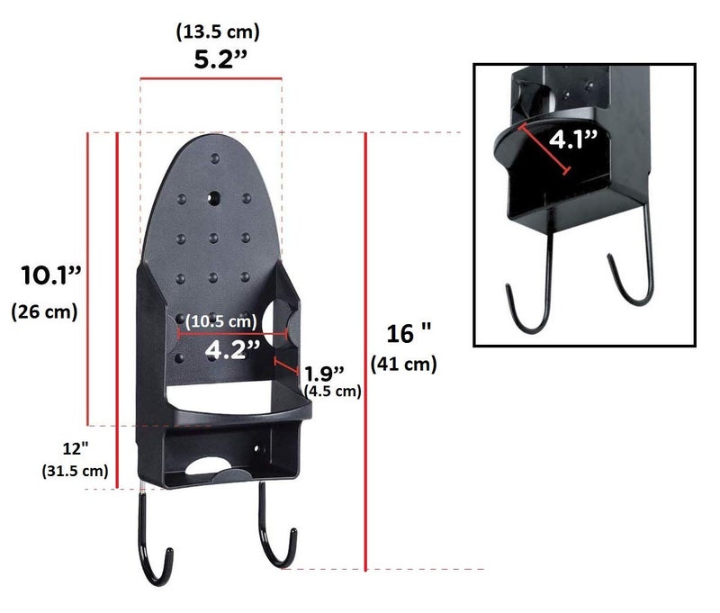 DOLPHY Wall Mounted Iron Board Holder with Steel Hooks Black - Image 3