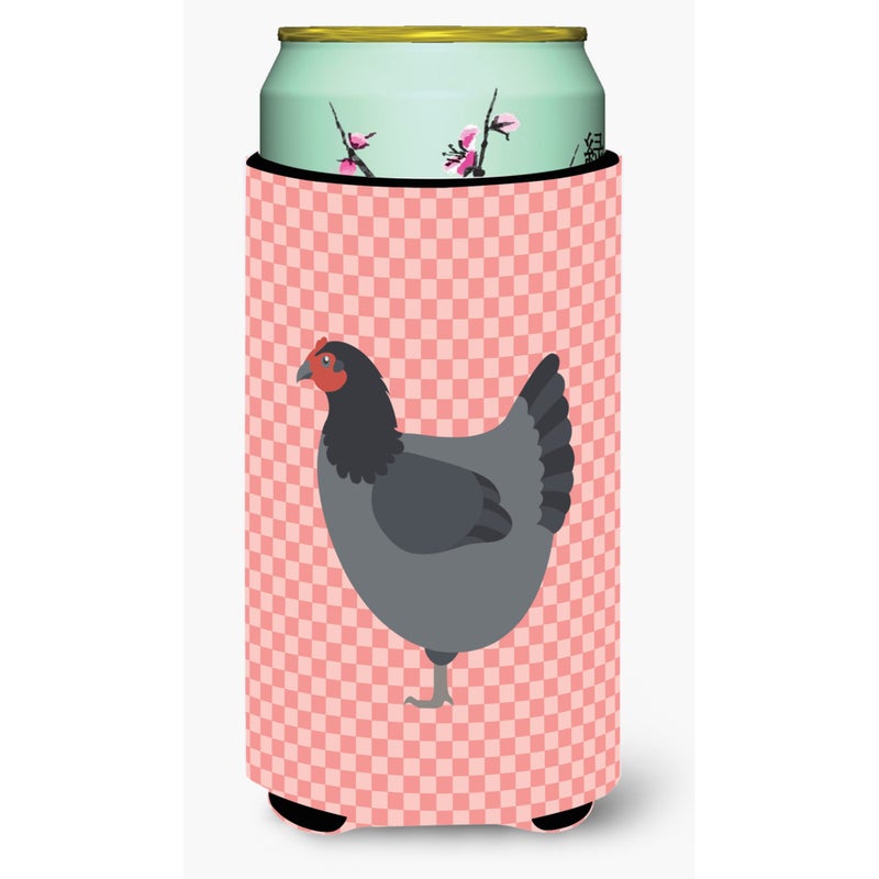 Caroline's Treasures ""Caroline's Treasures Jersey Giant Chicken Pink Check Decorative Can Hugger  Tall Boy  Multicolor""