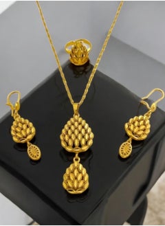 GOLDMAX 21k Gold Plated Necklace & Earrings & Ring Jewelry Set For Women  - Image 1