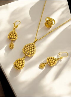 GOLDMAX 21k Gold Plated Necklace & Earrings & Ring Jewelry Set For Women  - Image 2