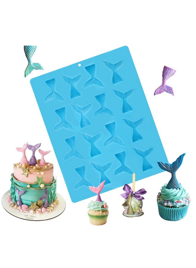Sakolla 16 Cavity Mermaid Tails Silicone Molds, Mermaid Molds for Chocolate, Fondant, Cake Decoration, Cupcake Toppers, Resin, Soap, Candy, Gumpaste - Image 1