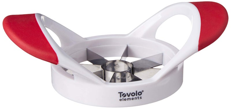 Tovolo Apple Slicer Corer Cutter Wedger Divider Ultra Sharp Stainless Steel Blades Ergonomic Rubber Grip Handle One Red