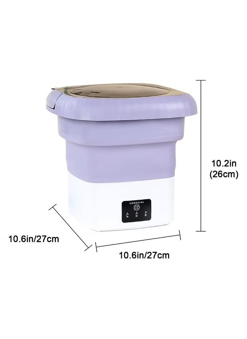 ELTRAZONE Folding Mini Automatic Washing Machine – 6L Portable Lightweight Clothes Washer with Spin Dryer, Detachable Drain Basket, and 3 Adjustable Wash Modes – Compact Laundry Solution for Baby Clothes, Travel, Dorm Rooms, Apartments, and Small Spaces – Purple  - Image 2