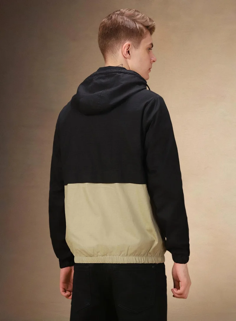 Dennis Lingo Khaki Men's Khaki 100% Polyester Colour Blocked Regular Fit Jacket for Men | Best Price UAE