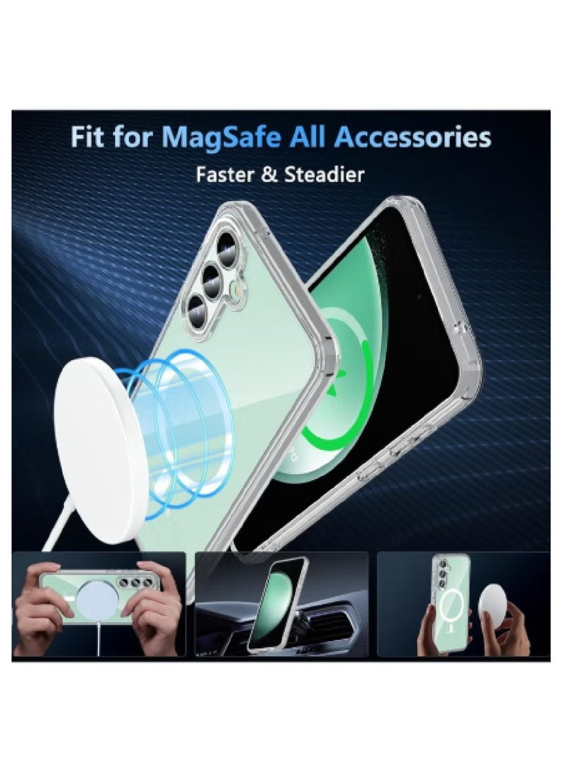 م ة ب م جراب مغناطيسي شفاف لهاتف سامسونج جالاكسي A06 مع واقي شاشة من الزجاج المقوى، عبوة من قطعتين - Image 5