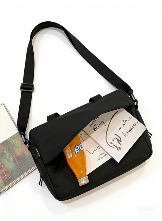 Large-Capacity Canvas Crossbody Bag - Solid Color Postman Shoulder Tote for Girls & Students (Class & Daily Use) - Image 4