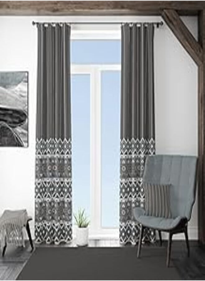 Shatta Fabrics and Curtains Shatta Fabrics and Curtains Sha Curtain Modern African Art Print 36 Rings One Side 