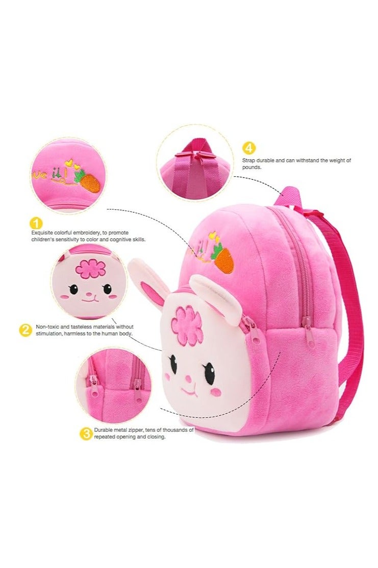 Kids Mini Backpack, Cute Plush School Bag Toddler Small Backpack Baby 3D Animal Shape Schoolbag Preschool Bag Gift (Rabbit) - Image 3