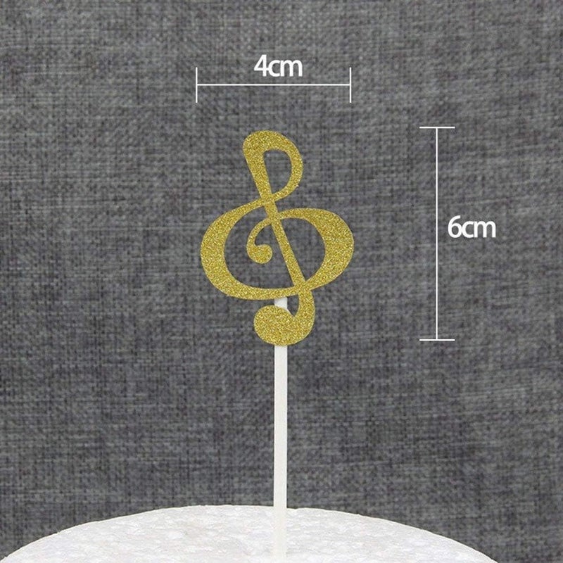كلاراكو زينة كعكة موسيقية من كلاركو، 6 قطع، رموز موسيقية، نوتات موسيقية، لتزيين حفلات أعياد الميلاد (ذهبي) - Image 3