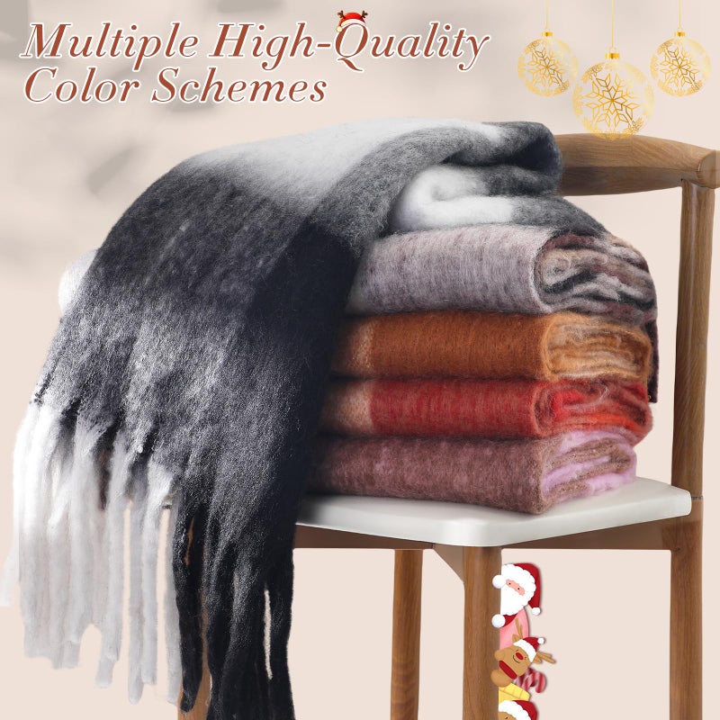 coclothy Women's Winter Scarfs, Mohair Vintage Scarf for Cold Weather, Large Chunky Scarf Cashmere Feel Blanket Pashmina Wrap - Image 2