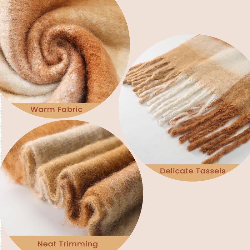 coclothy Women's Winter Scarfs, Mohair Vintage Scarf for Cold Weather, Large Chunky Scarf Cashmere Feel Blanket Pashmina Wrap - Image 3