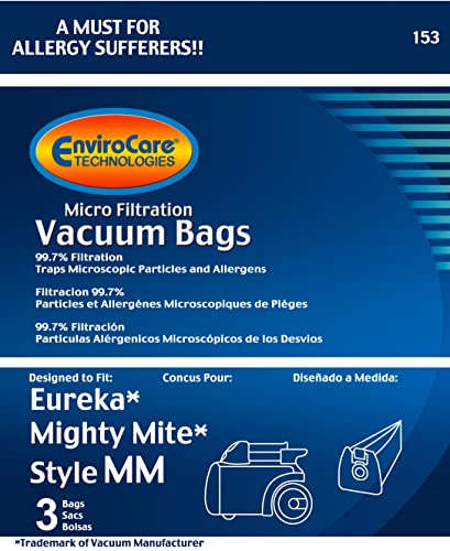 EnviroCare Replacement Micro Filtration Vacuum Cleaner Dust Bags made to fit Eureka Style MM Eureka Mighty Mite 3670 and 3680 Series Canisters 3 pack - Image 1